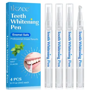 Ikzee Teeth Care Pen (4 Pack), Teeth Whitener Pen, Gentle Formula Removes Stains and Color Deposits, Precision Application, Portable for Travel and Daily Use