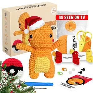 DIY Crochet Kit | Intermediate Level | Great For Couples, Date Night, Teens & Adults | Make Your Own Cute Orange Dinosaur | Includes Yarn, Hook, Video & Written Tutorial