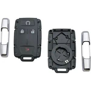 Remote Car Key Fob Cover Case Replacement fit for Silverado Colorado GMC Canyon Sierra 2014 2015 2016 2017 2018 2019 2020 2021 Keyless Entry Key Fob Shell (Silver-4 Button)