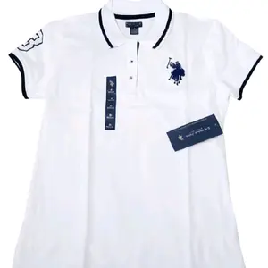 U.S. Polo Assn. Women's White Cotton Pique Polo Shirt Medium Short Sleeve Embroidered