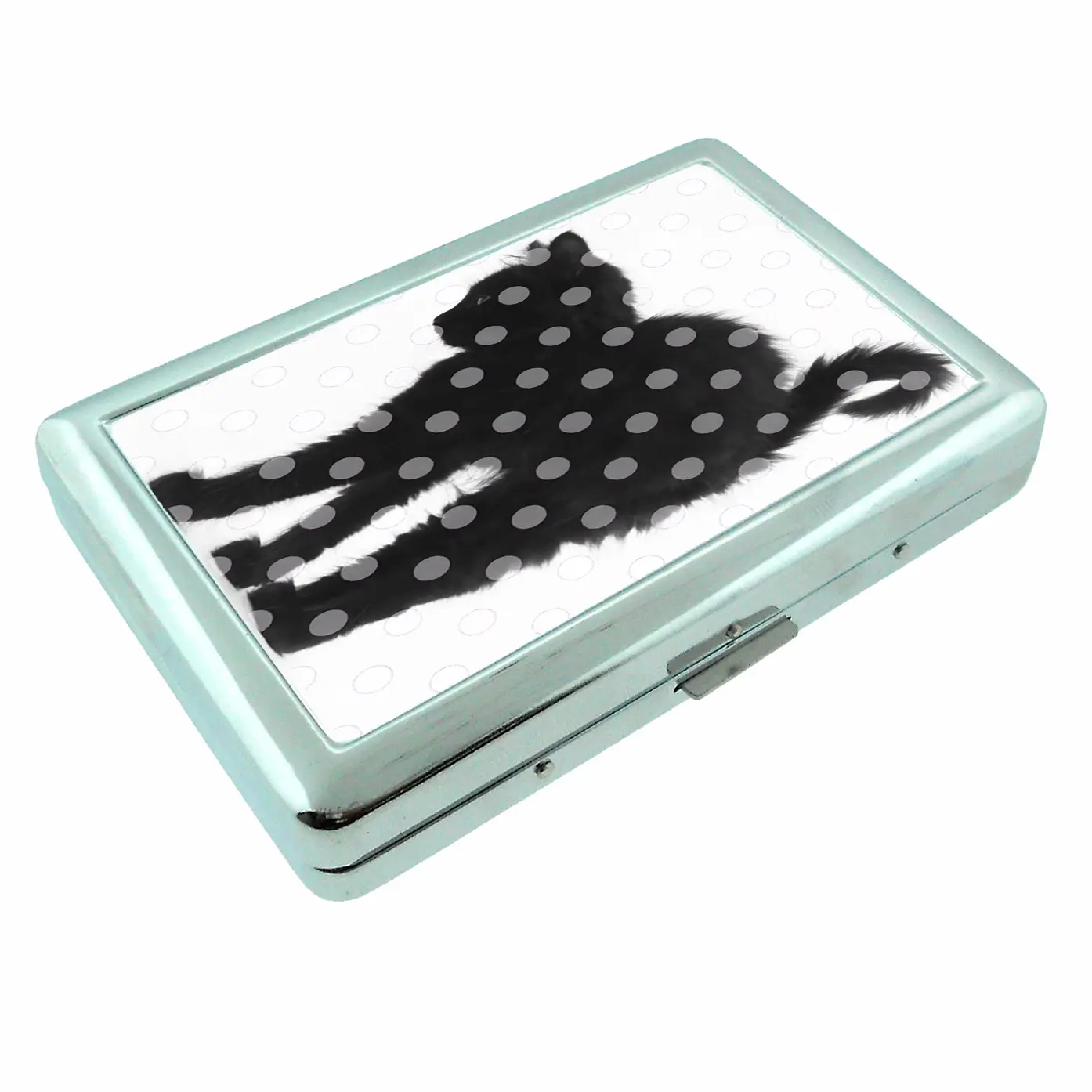 Polka Dot Cat Metal Case Wallet