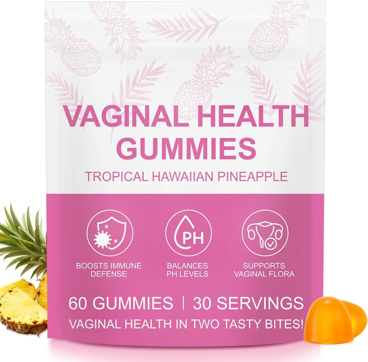 Feminine Gummies - Feminine PH Balance Gummies for Women ph Natrual Famale Balance Cummie - Collagen Gummie - Pineapple PH Balance Gummie for Women Support Women’s Health - 60PCS