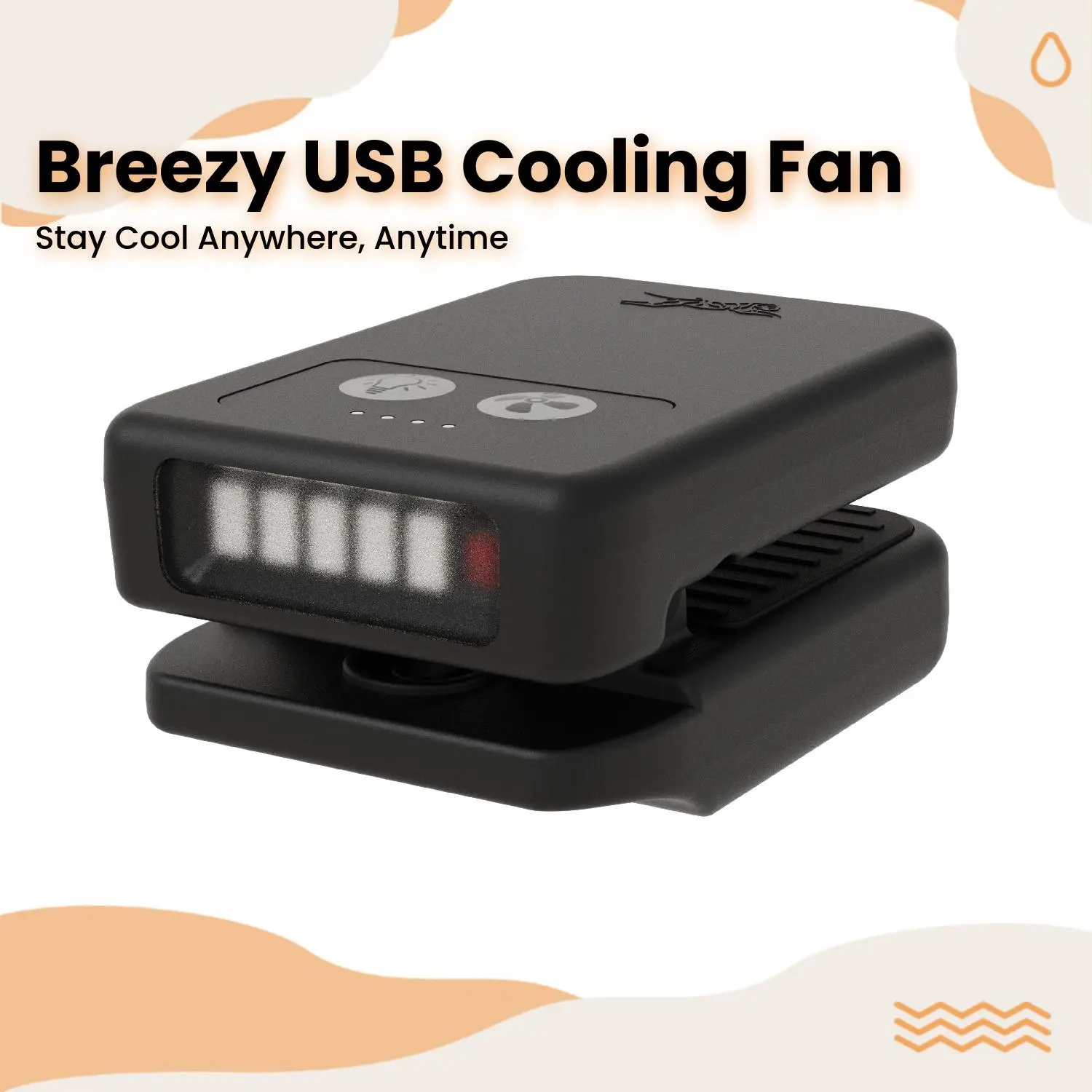 Breezy Compact Rechargeable Wireless Clip-On hands free Personal Cooling Fan, rechargeable, Lightweight Portable Cooling System for Sports & Job Sites