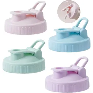 4 Pack Regular Mouth Mason Jar Pour Spout, Mason Jar Pitcher Lids with Leakproof Airtight Flip Cap,  Plastic Canning Lids for Drinking Salad Dressing Pouring, Jar Lids, Colorful