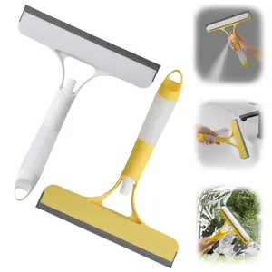 3 in 1 Glass Cleaner Squeegee with Sprayer - Streak-Free Window Cleaning Tool, Squeegee for Shower Glass, Ergonomic Handle Set , Yellow and White