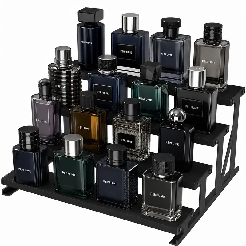 Lifewit Heavy Duty 4-Tier Wooden Cologne Organizer Storage Rack - 9.8in-13.9in Metal Frame, Easy Installation, Men's Room Accessories, Perfume Display for Vanity/Bedroom Countertop (1 or 2 Pieces)