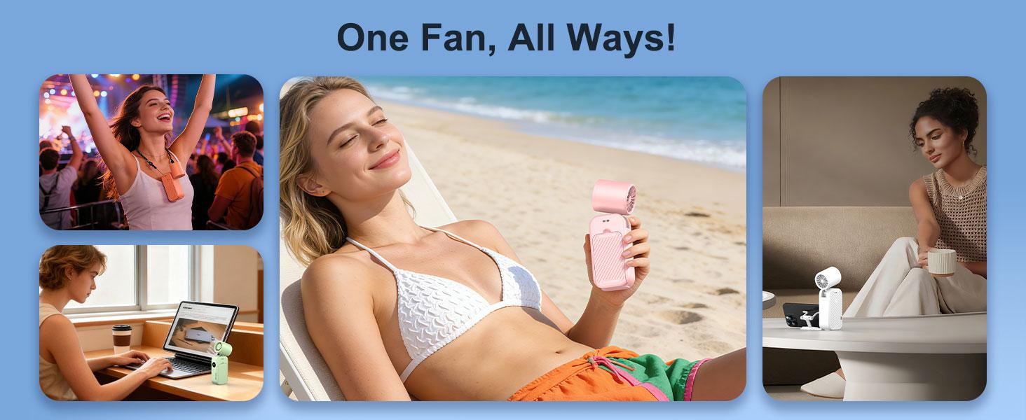 5-in-1 Foldable Stand Fan: 350° Rotation & 199 Adjustable Speeds, 20000RPM High-Speed Cooling, Ultra-Lightweight for Travel, Office Desk & Home Use