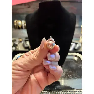 Purple Edison pearl with CZ crown pendant