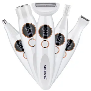 Solimpia 5 in 1 Multi-Functional Women's Electric Shaver, Waterproof Hair Trimmer, Perfect for Eyebrows and Body Hair, Rechargeable Lithium Battery