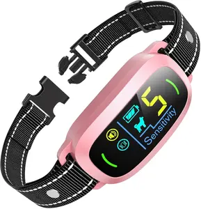 Dog Bark Collar, Rechargeable Smart Collar, Anti Barking Training Collar with 5 Adjustable Sensitivity Beep Vibration, Bark Collar for Large Medium Small Dogs (Pink)