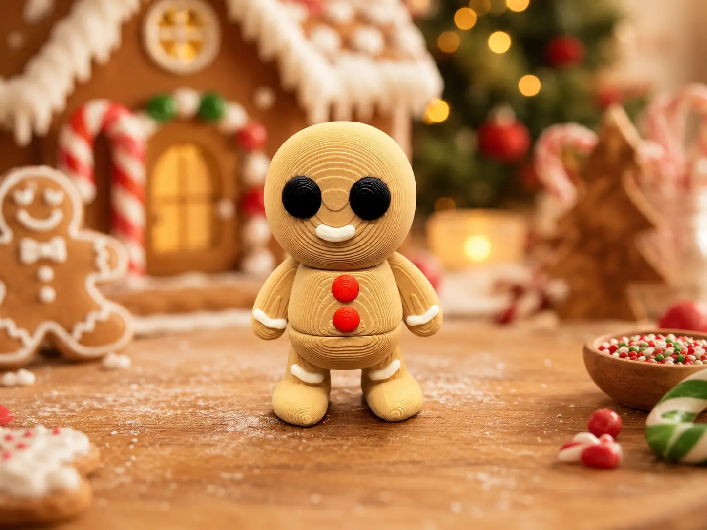 3D Printed Gingerbread Man Sensory Fidget Toy, Stress Relief Novelty Toy for Fidgeting Needs