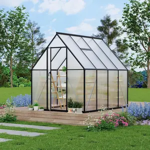 6'x7' Aluminum-Framed Polycarbonate Greenhouse, Heavy Duty Polycarbonate Greenhouse with Quick Setup Structure and Roof Vent, Large Enhanced Aluminum GreenhouseKit for Outdoors
