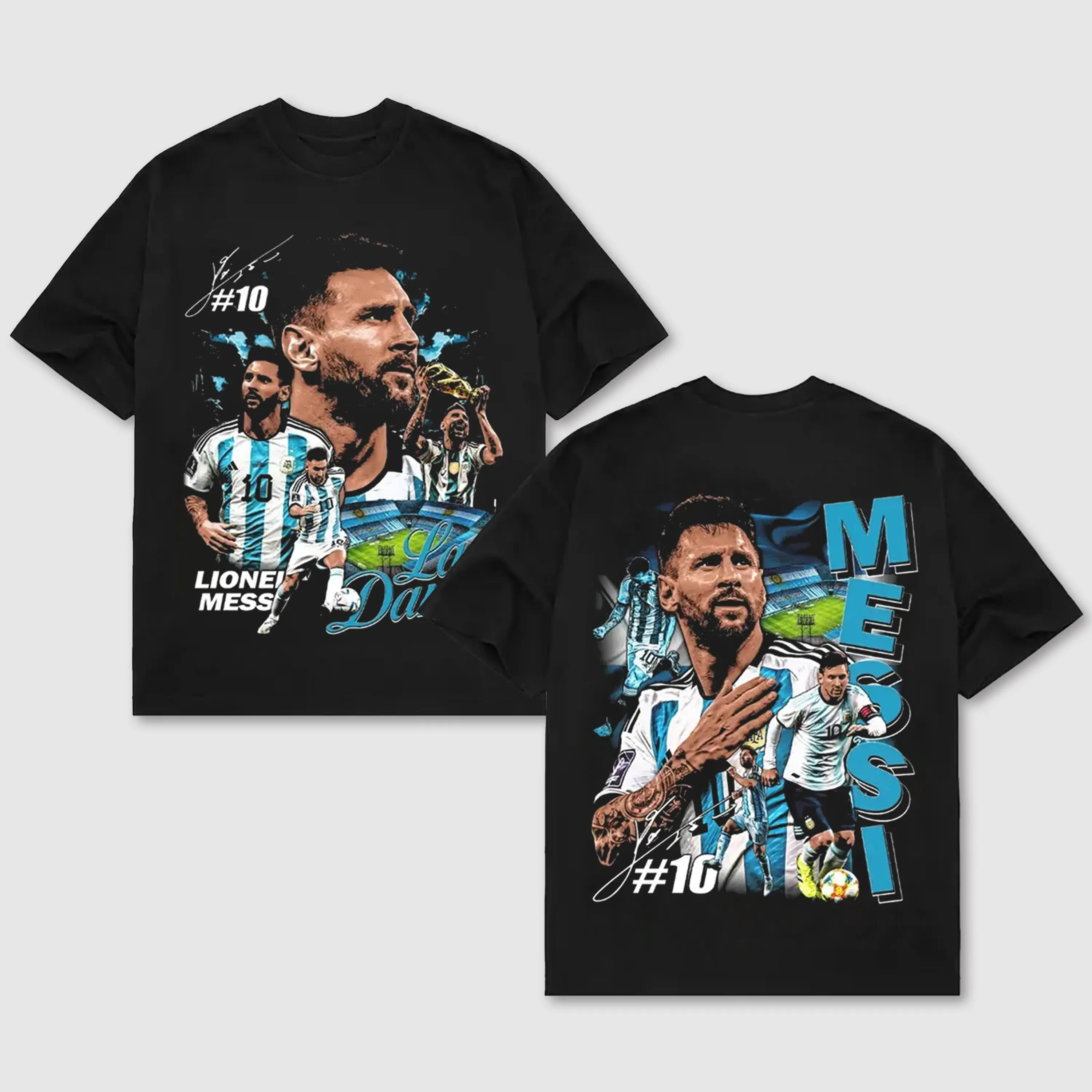 Messi Argentina Last Dance Premium Cotton T-Shirt, Blue White Soccer Legend Fan Tee, Mens Unisex Cotton Short-Sleeve Round Neck T-Shirt Soccer Legend Graphic Tee, Streetwear for Soccer Fans, Football Fan Gift, Made in USA