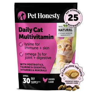 Pet Honesty Crunchy, Creamy Daily Multivitamin for Cat Treat Alternative (Chicken Flavor) 3.7 oz - Supports Immune, Heart, Joint, Skin & Gut Health Supplement for Cats with Natural Ingredients