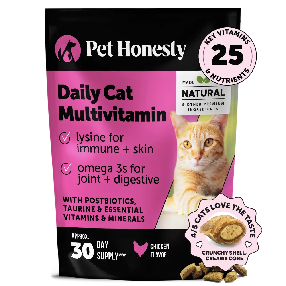 PET HONESTY Crunchy, Creamy Multivitamin for Cat Treat Alternative (Chicken Flavor) 3.7 oz - Supports Immune, Heart, Joint, Skin & Gut Health Suppleme