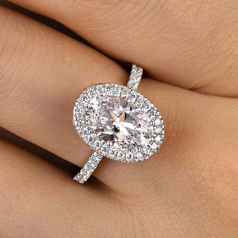 Effinny 3.0ct Oval Cut Artificial Gemstone Engagement Ring - Elegant Women's Wedding Anniversary Ring for Fashion Occasions