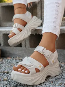 Women's Sporty Sandals Summer New Thick Sole Velcro Adjustable Sandals Women's Open Toe Beach Shoes Student Casual Women's Sandals