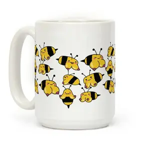 [Sale Up to 60% ] Boobees Pattern Coffee Mug,  11 oz or 15 oz Ceramic Drinkware with Large Handles, Printed in the USA