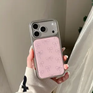 Silver Color Glitter Protective Phone Case for iPhone Series, Trendy Bow Design, Simple & Unique Mobile Cover, Fashionable Women's Accessory, Protection
