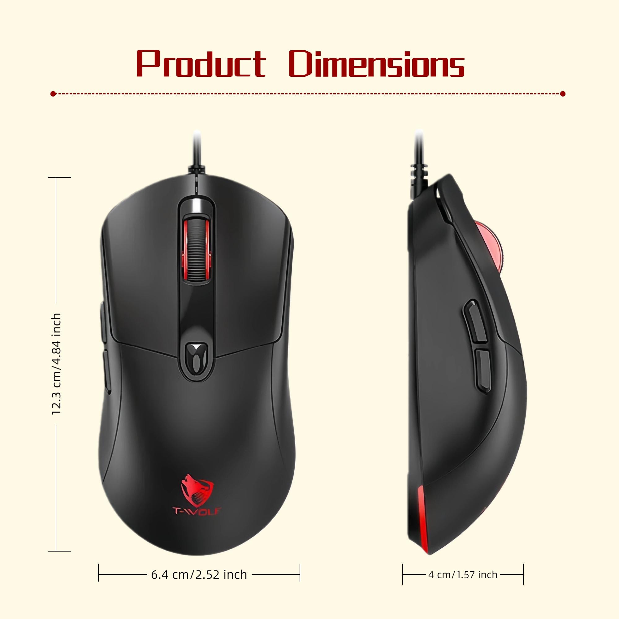 T-WOLF G550 Gaming Mouse with Cool Stickers, RGB backlit Wired Mouse 7200 DPI Adjustable Optical Sensor, Customizable Grip Design, Ergonomic PC Mouse for Laptop, Student, Gaming Setup, Back to School Computer Accessories