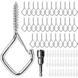 35 count Q-Hanger Hooks for String Lights, Ceiling Hangers for  & Wind Chimes, Christmas Decorations Outdoor Hooks 304 Stainless Steel