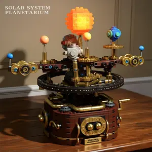 856pcs Solar System Rotating Planets, Gear Linked, High Difficulty Adult Building Blocks Toy, Building Kit, Creative Desktop Decoration, Halloween Christmas Gift