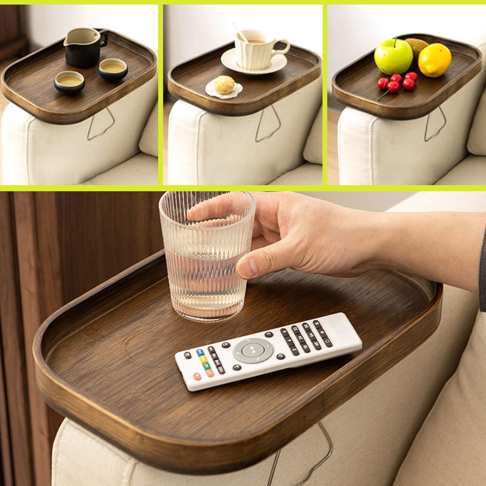 Sofa Armrest Tray with Adjustable Stand Clip on Armrest Tray Both Dining and Storage Functions Portable and Easy To Install Can Hold Snacks Fruits Beverages Mobile Phones and TV Remote Controls
