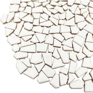 200g Ceramic Mosaic Tiles for Crafts,Irregular Stained Ceramic 0.2"x0.8" Porcelain Mosaic Tiles for Home Decoration (White)