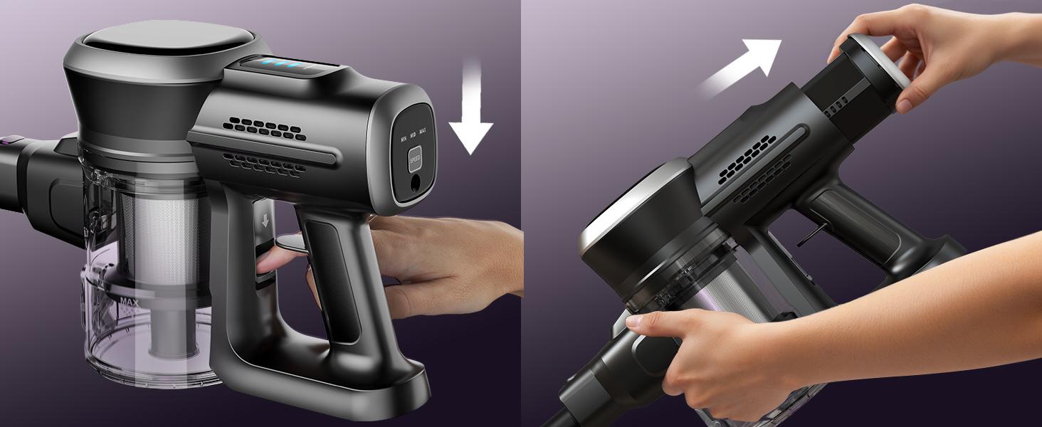 【2026 New Arrivals】 MIUZZY 206 Cordless Vacuum Cleaners for Home, 6-in-1/47Min/250W 24kPa Foldable Powerful Suction, Self-Standing Cordless Stick Vacuum Cleaner, Lightweight Anti-Tangle Rechargeable Vacuum for Floor/Carpet/Pet Hair/Car