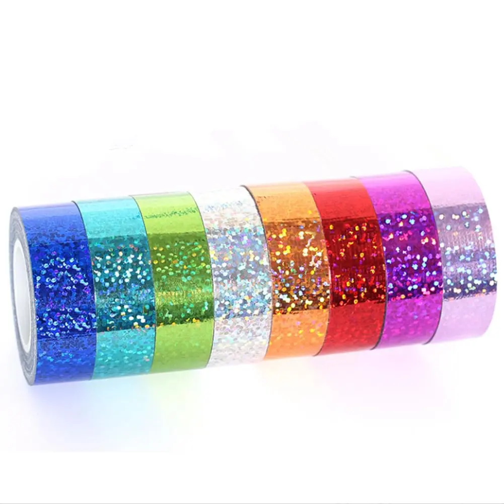Glitter Prism Tape Strong Adhesive Holographic Sparkle Washi Tape Reflective Glitter Sparkle Tape Sparkle Decorative Tape