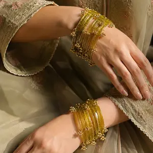 Women's Elegant Kashmiri Bangle Sets with Raindrop Glass Churi, Dainty Jewelry Sets for Wedding, Anniversary & Daily Wear