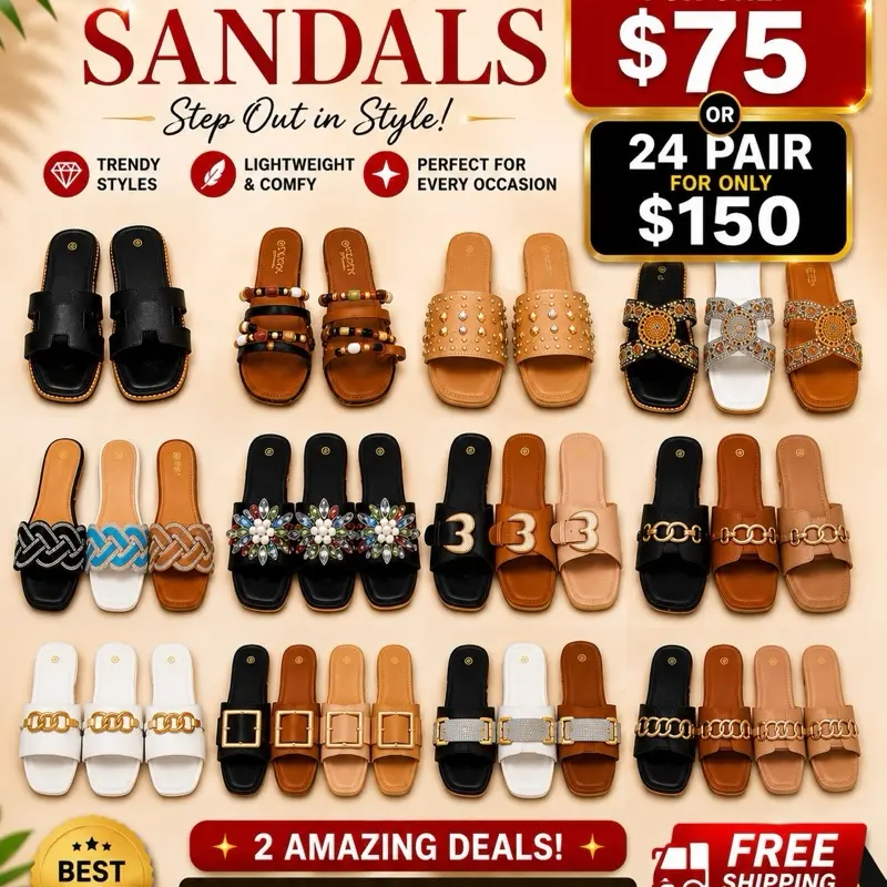 Mixed women’s sandals 12 for $75 or 24 for $150