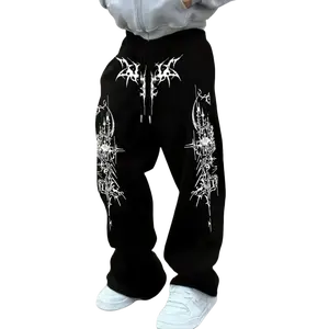 Men'S Casual Long Pants with a Thorn Pattern Print Featuring Drawstring All-Season Outdoor