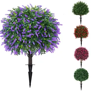 1 pcs of  Artificial Topiary Ball Trees, UV Resistant Fake Evergreen Shrubs Bushes Plants with Ground Spike, Fake Plants for Outdoor Indoor Front Porch Garden