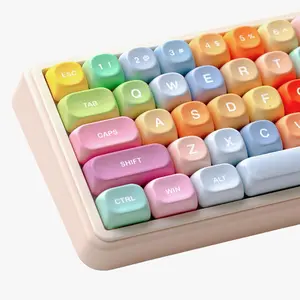 3C9-KCS05  Cute Candy PBT Keycaps, Gunmy Bear MOA Keycaps Dye-Sublimation,Colorful Custom Keyboard Key caps Set for 100% 75% 65% 60% TKL US Layout Mechanical Keyboard