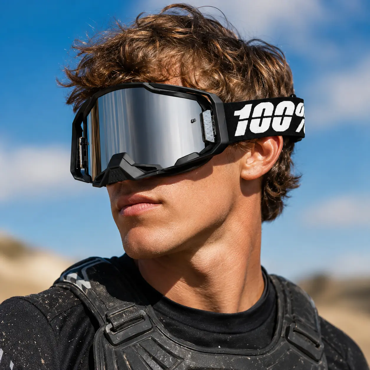 100%100 percent goggles Outdoor Motocross Goggles, Off Road Goggles, Windproof Dustproof UV-Protection Safety Eyewear, Dirtbike Gear, for Dirt Bikes, Motorbikes, MTB, Skiing and Other Sports, Outdoor Riding Goggles, Universal Fit