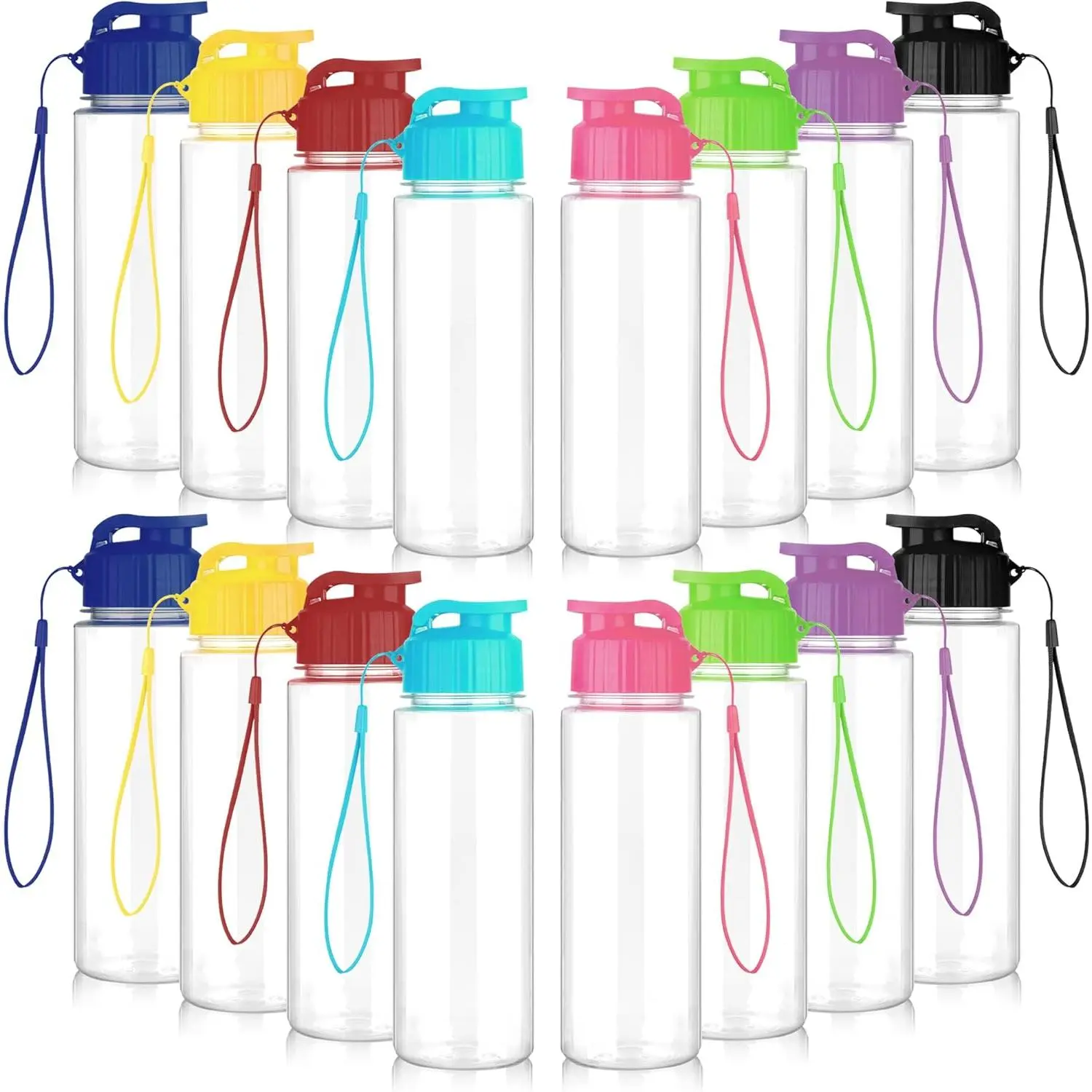 16 Pack Bulk Water Bottles-17oz Plastic Sports Water Bottles for Kids and Adults Leak Proof, Reusable for Gym Travel School Office, Multicolor