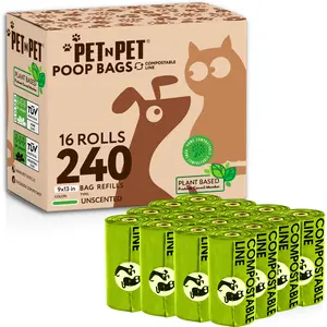 Pet N Pet Dog Poop Bag Rolls - 240 Counts - Plant-based Poop Bags for Dogs, Leak proof Dog Poop Bags