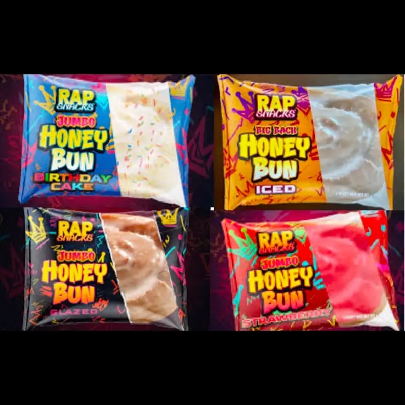 Big Back Honey Buns Rap Snacks Birthday Cake Strawberry Iced Honey Bun 1/8Pack