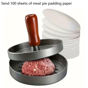 Manual Non-Stick Burger Meat Press Machine with Patty Molds, Breakfast Pancake Maker, Kitchen Utensils, Meal Prep Molds, Includes 100 Sheets