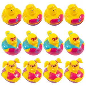 2" Bright Color Superhero Girl Rubber Ducks – 12 Pc.