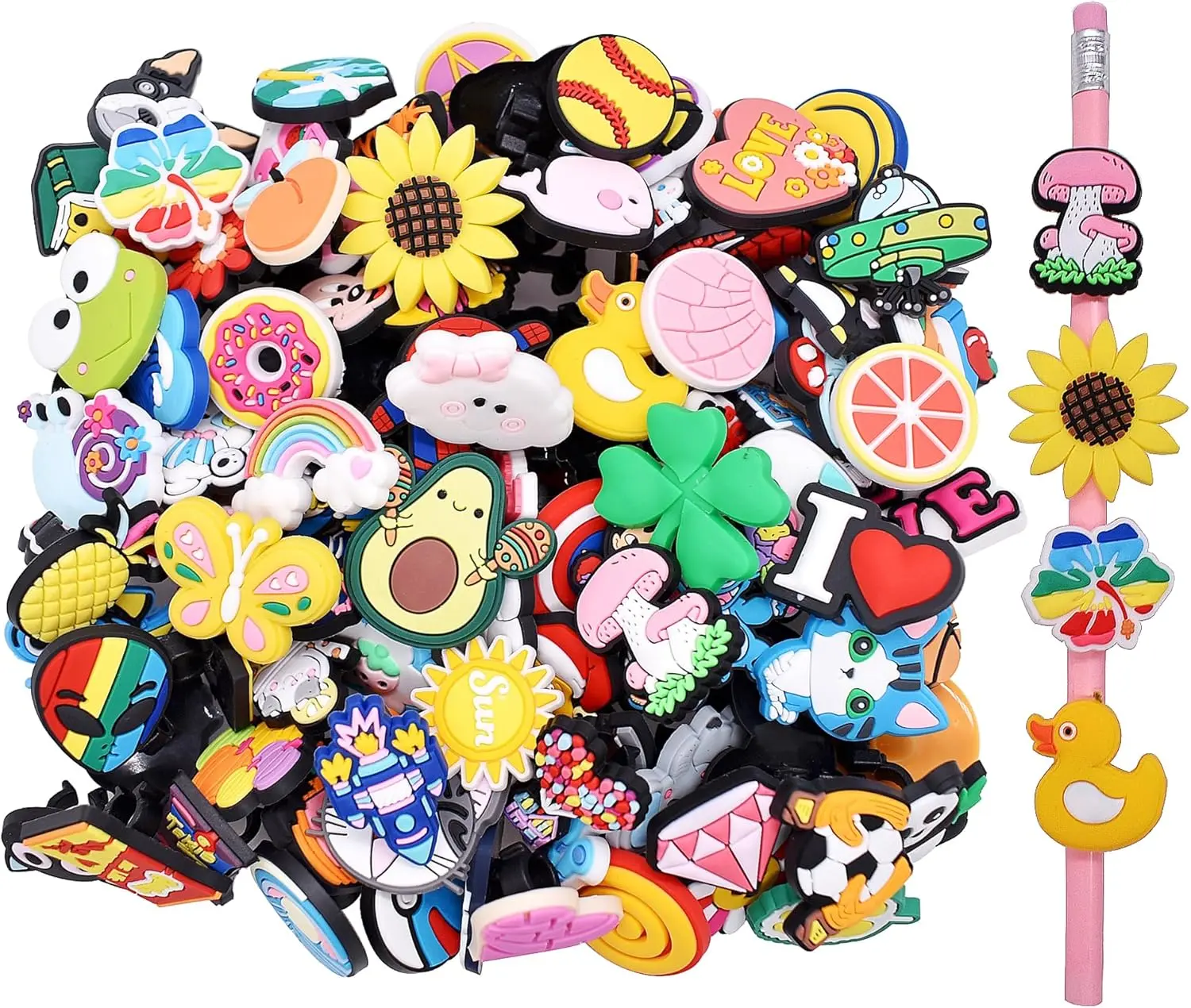 30PCS Different Pencil Topper Decoations Cute Pencil Toppes Lovely Black Clip for Students Gifts Awards