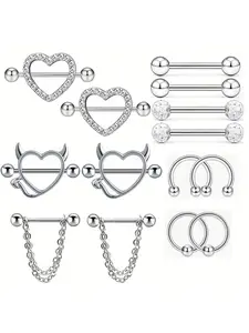 [7-Pair Nipple Ring Set] 7-Pair Nipple Ring Set: Elegant and Sexy European Stainless Steel Body Piercing Jewelry