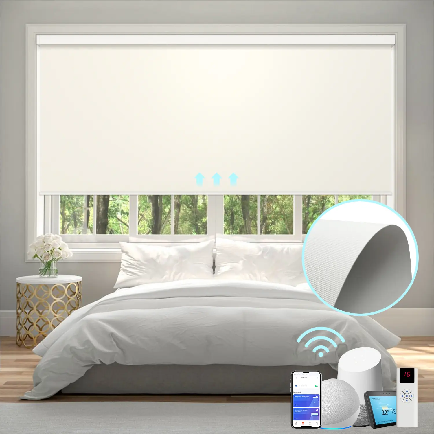 COZYLIFE INC Cozylink Motorized Roller Shades with Remote, Adjustable Height Up to 72 Inches, 100% Blackout Waterproof Fabric, Zigbee Compatible Rechargeable Smart