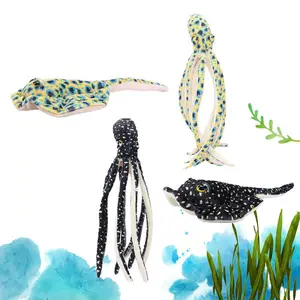 Polka Dot Octopus and Ray Plush Toys Movie Stuffed Animals Simulated Fish Plush Doll Soft Toys for Kids Birthday Gift Room Decor