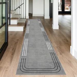 Water Washable Faux Wool Rug, Modern Abstract Rug, Minimalist Geometric Long Runner Mat, Nordic Soft Comfort Bedroom Decor, Easy Clean Kitchen Dining Carpet
