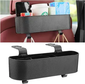 Headrest Backseat Organizer with Cup Holder, Seat  Hanging Storage Box with Hooks, Multi-Functional Drink Pocket  Snack Phone Tray for ,  Travel Accessories (Black)