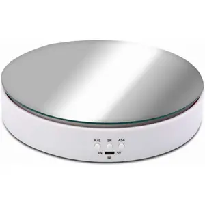 Motorized Rotating Stand, 7.67Inch Max Loading 22Lb Battery USB Use Display Turntable for Jewelry Cake 3D Curing Resin Prints Spinner Shelf (White)