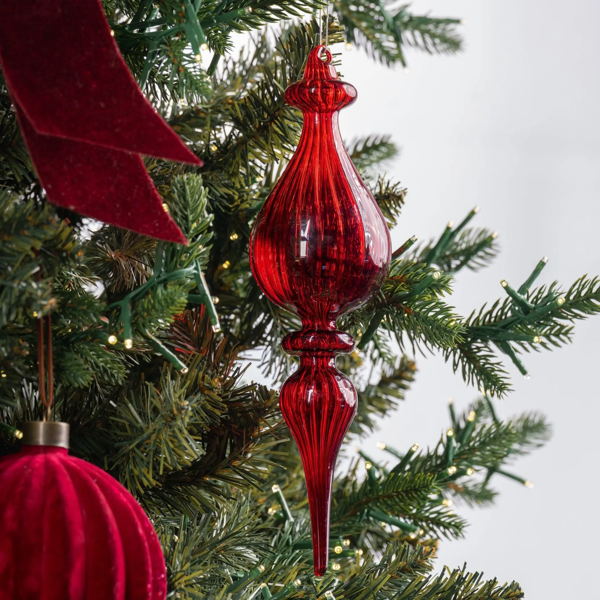 Red Glass Finial Hanging Ornament