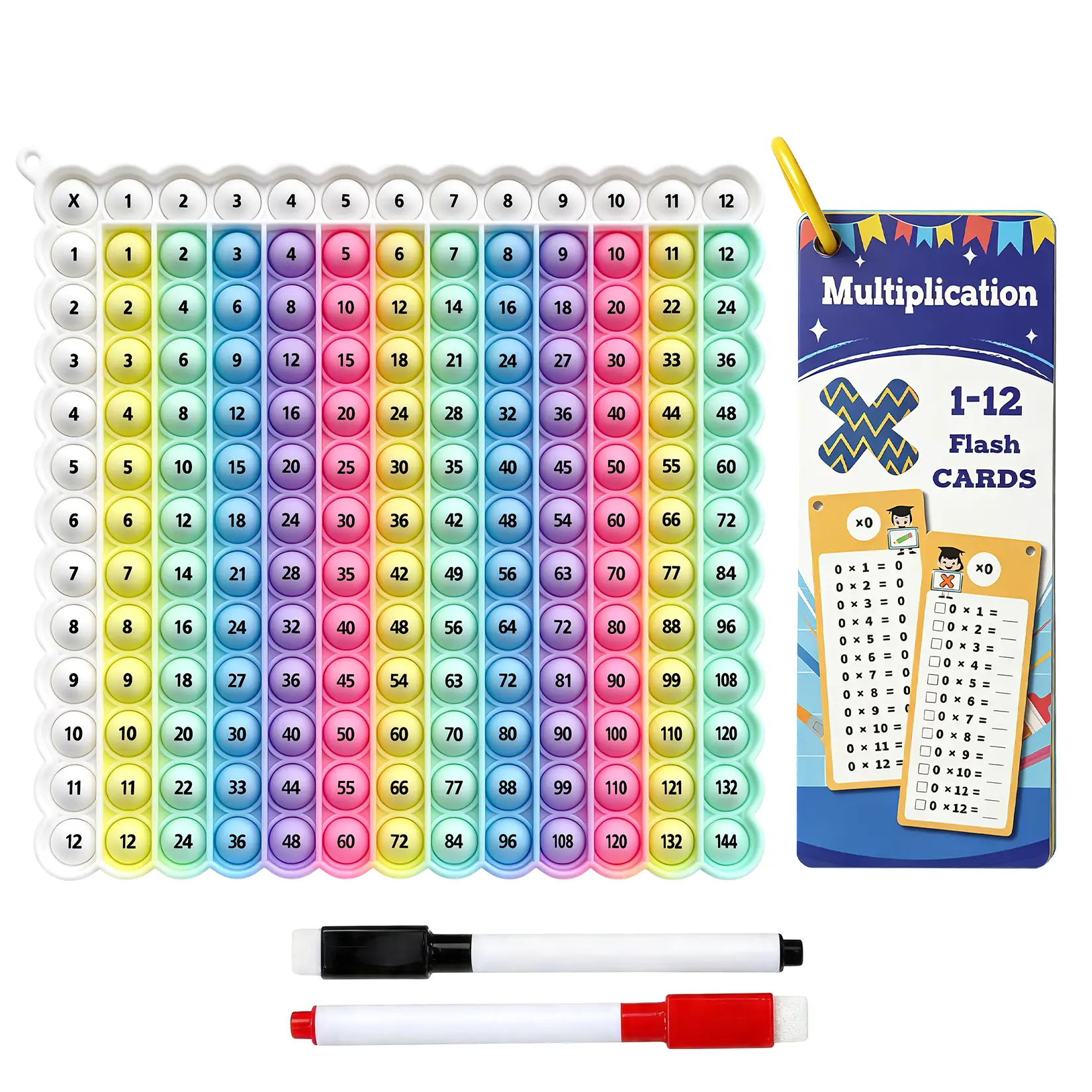 multiplication pop it Multiplication Games Flash Cards 3rd Grade pop Fidget Learning Toy Educational Math Game Board with Marker Multiplication Chart Table 12x12 Math Addition Fidget Game Stress Relieving Toy